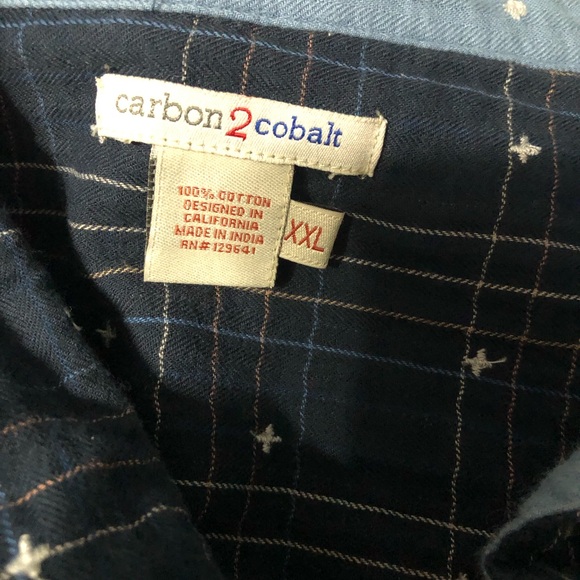 Carbon2cobalt men’s soft flannel like shirt plaid star button down men’s XXL - Picture 2 of 11